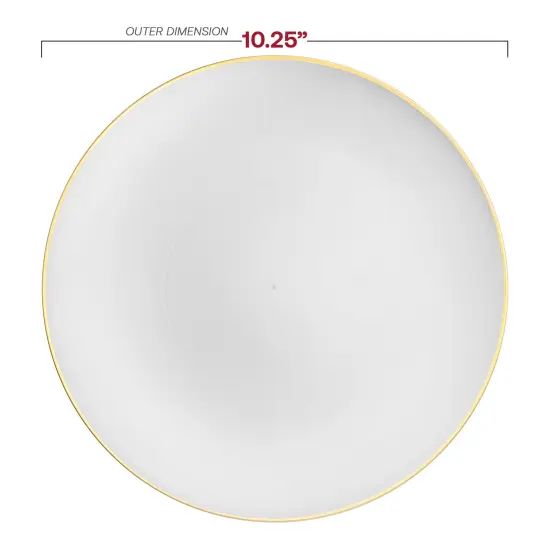 White with Gold Rim Organic Round Disposable Plastic Dinner Plates - 10.25" (120 Plates) {3}