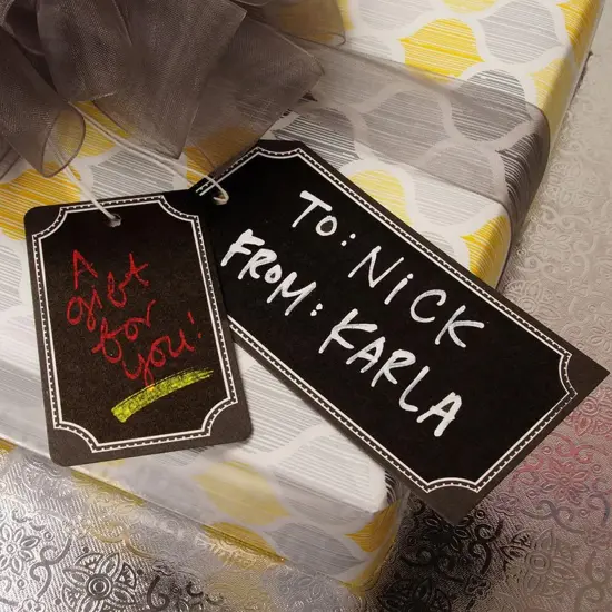 Black White Chalkboard Strung Gift Tags 2 1/8 '' x 4 1/4 '' {4}
