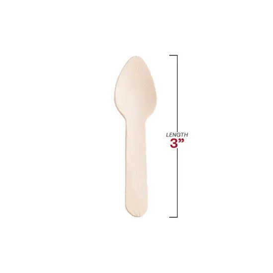Natural Birch Eco-Friendly Disposable Mini Dessert Spoons - 3" (600 Spoons) {3}
