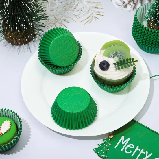 300Pcs Green Cupcake Liners Christmas Green Baking Cups Standard Muffin Cupcake Wrappers for Spring Xmas Holiday Party Supplies {4}