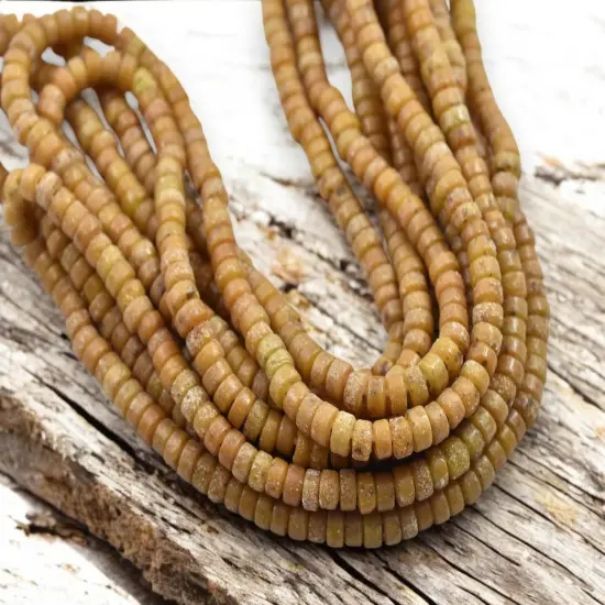 6x3mm Rustic Aged Camel Brown Indonesian Heishi Beads (20" Strand) {2}