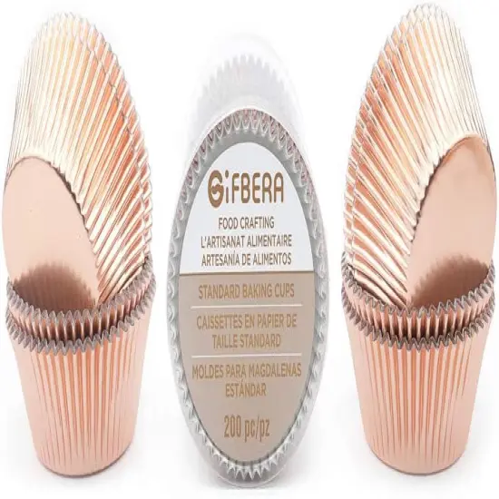 Rose Gold Foil Cupcake Liners Standard Baking Cups Muffin Wrappers for Wedding Birthday, 200-Count {3}