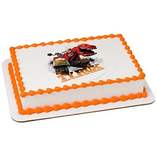 DinoTrux Edible Icing Image for 1/4 sheet cake {1}