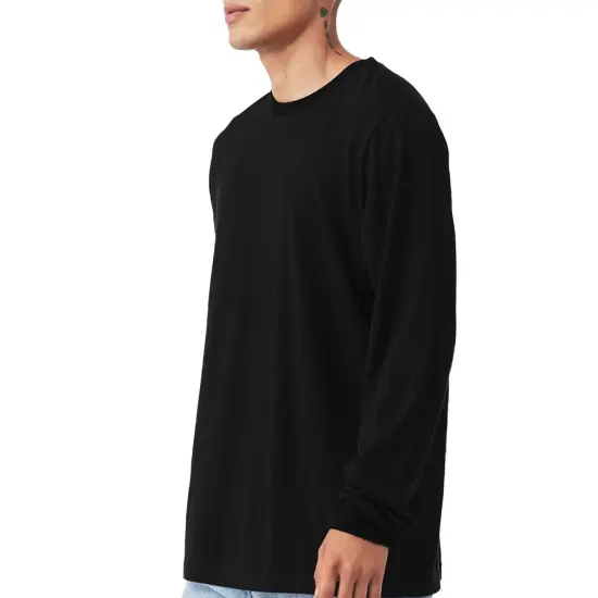 Bella + Canvas Long Sleeve T-Shirt, Men&rsquo;s Heavy Cotton Jersey Tee, Multicolor Black {2}