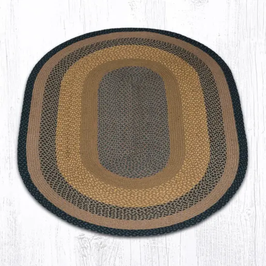 Earth Rugs C-99 Brown / Black / Charcoal Oval Braided Rug 4 Feet x 6 Feet {1}