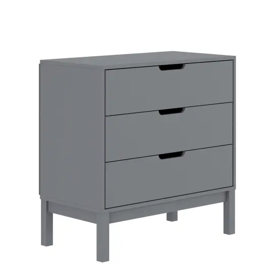 Emma and Oliver Samuel Kids Triple-Drawer Dresser with Solid Wood Frame, Chest of Drawers for Kids Bedroom Gray {2}