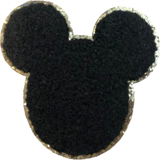 Mickey & Friends Sticker Patches 3M Adhesive w/ Gold Glitters (Mickey Black) {1}