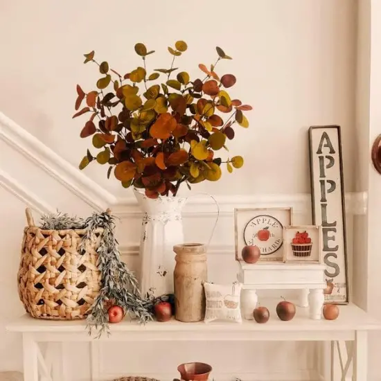 4 Pcs Artificial Fall Eucalyptus Leaves {3}