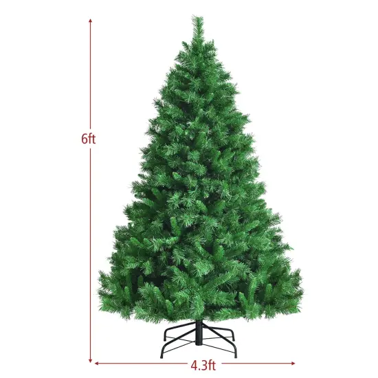 6ft Pre-Lit Artificial Hinged Christmas Tree w/8 Modes LED Lights and Foot Pedal {4}