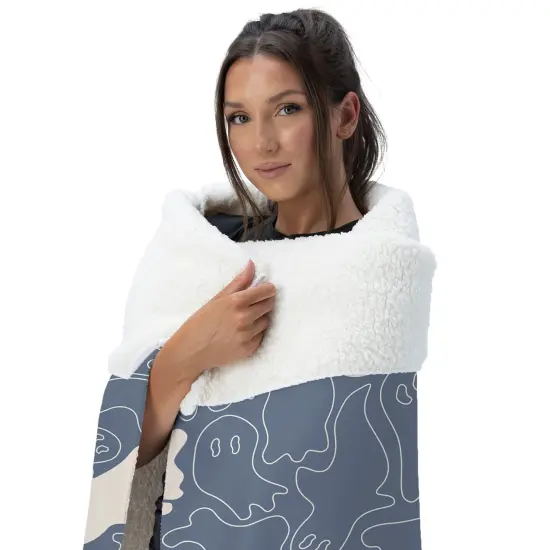 Halloween Silk Touch Sherpa Throw Blanket Ghost Shapes {3}
