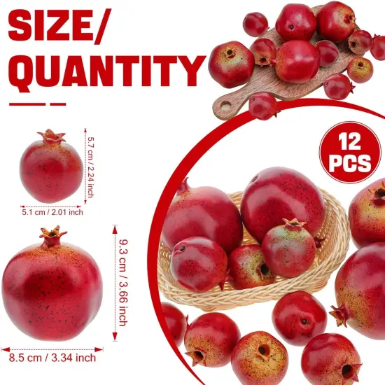 12PCS - Simulation Lifelike Fake Pomegranates Decoration Realistic {3}