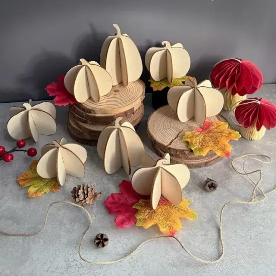 DIY 3D Fall Pumpkin Wood Craft Kit – 24 PCS Unfinished Wooden Pumpkins for Painting – Autumn Craft Set for Kids & Adults – Thanksgiving & Halloween Decor Ornaments {1}