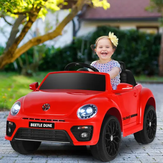 Costway 12V Kids Ride On Car Licensed Volkswagen Beetle w/ Remote Control & Music {8}