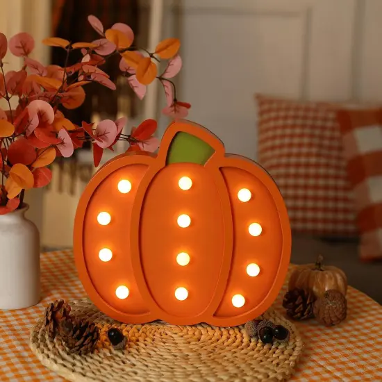 Pumpkins with Light Tabletop Decor {5}