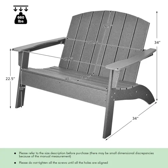 CostwayPatio Adirondack Chair Loveseat Bench HDPE Weather Resistant Deck Grey {3}
