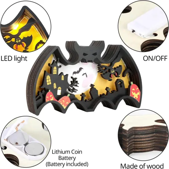 Halloween Wooden Lighted Table Decoration {4}
