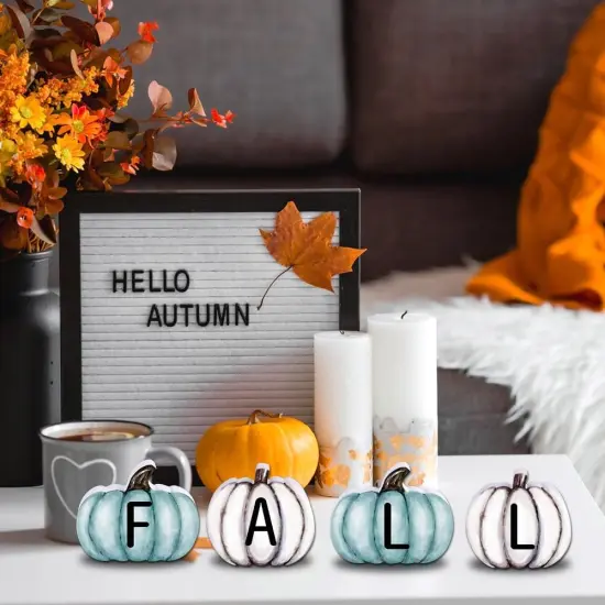 4 Pieces Fall Pumpkin Wooden Signs {5}