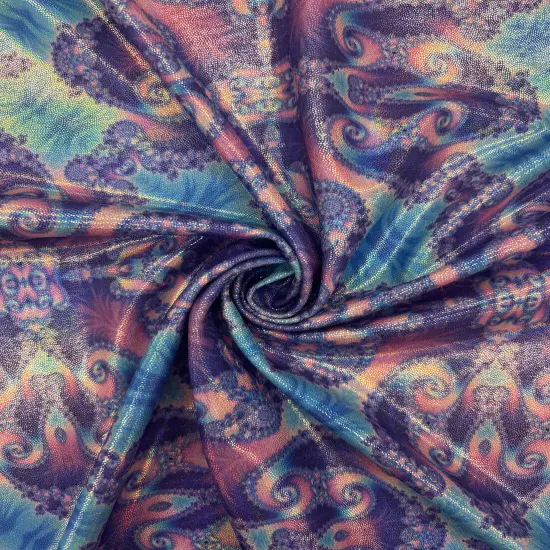 1 Yard Mandella Holographic Mystique Spandex, 4-Way Stretch Fabric for Dancewear & Costumes {1}