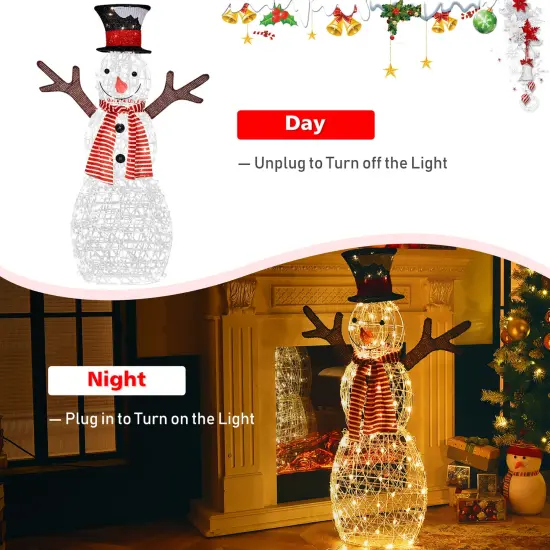 Costway Pre-Lit Standing Snowman Artificial Christmas Decoration with 80 LED Lights {3}
