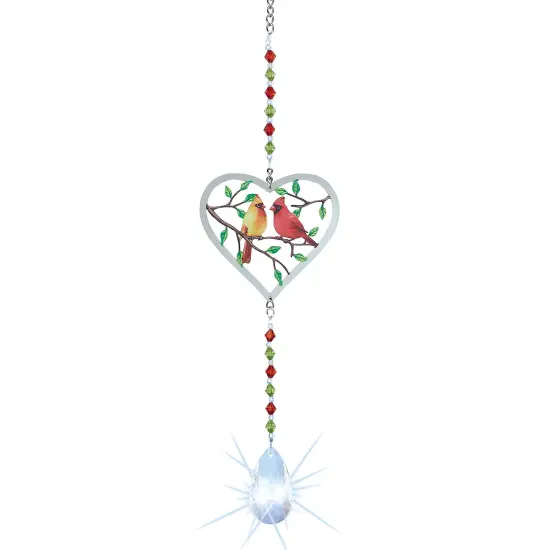 Collections Etc Heart Cardinal Couple Hanging Suncatcher {2}