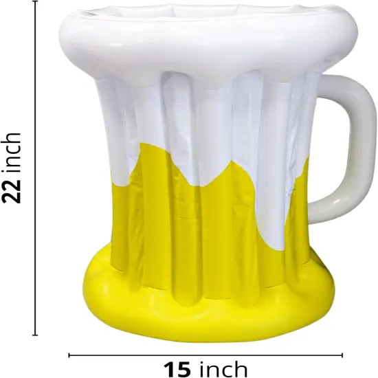 4E's Novelty Inflatable Beer Cooler 22" Mug for Parties, Oktoberfest Themed Decorations, Outdoor Party Supplies, Floating Drink Bucket {2}
