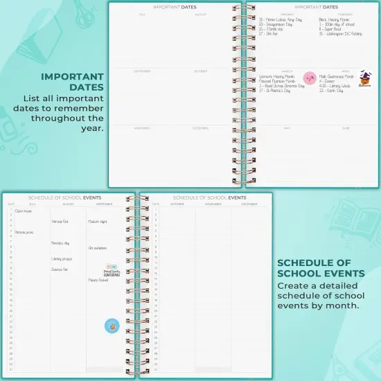 Teacher Planner Spiral - Undated, 7.9x10&Prime; (Turquoise) {3}