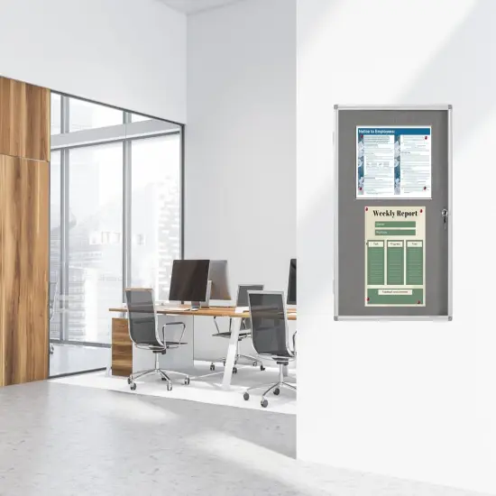 Lockable Enclosed Bulletin Board with 36x24 Acrylic Display Case {2}