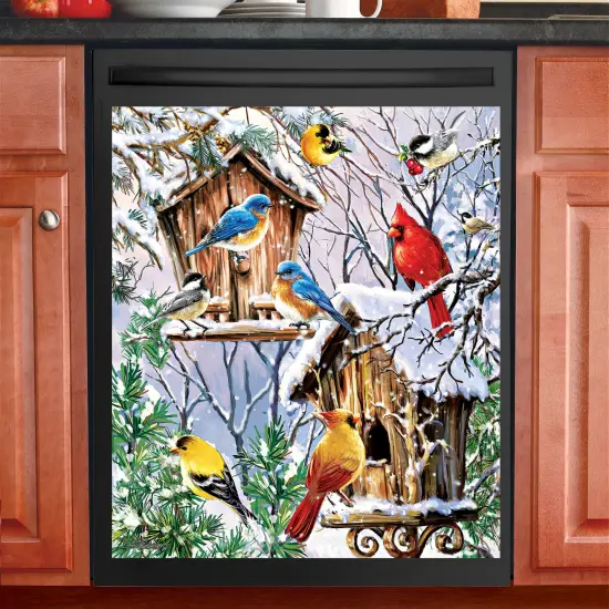 Collections Etc Beautiful Winter Songbirds Dishwasher Magnet {1}