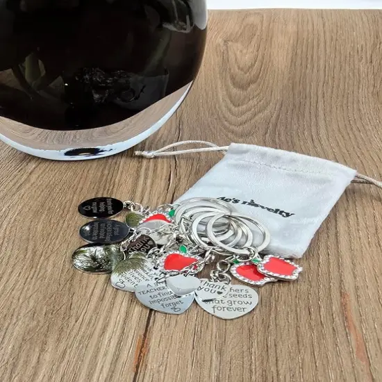 4E's Novelty Thank You Teachers Appreciation Keychains - 6 Pack Thank You Gifts for Teacher 2024 Teachers Appreciation Gifts in Bulk for Women Staff {6}