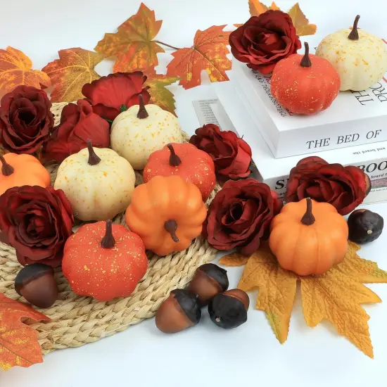 Fake Pumpkins for Table Decoration, 25 Pcs Orange {2}