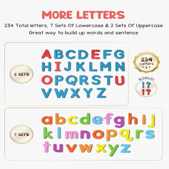 Classroom Magnetic Alphabet Letters Kit 238 Pcs with Double - Side Magnet Board {2}