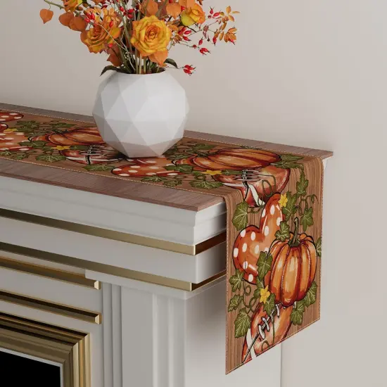 Fall Pumpkin Football Love Heart Wood Table Runner {3}