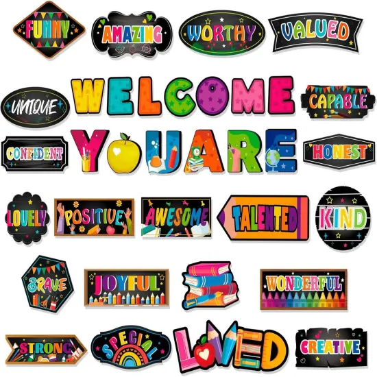 34pcs Chalkboard Affirmation Station Bulletin Board Set {1}