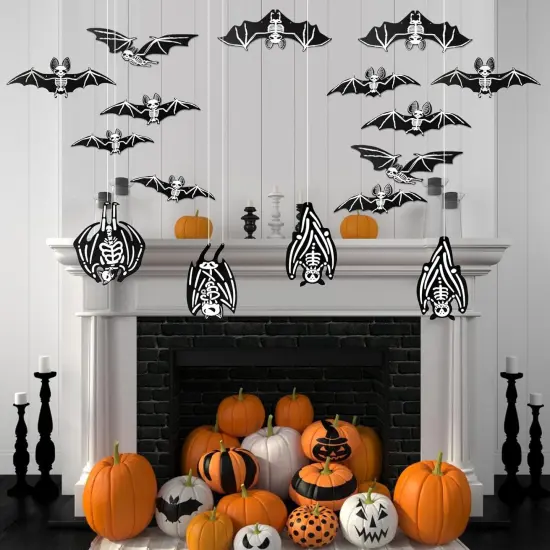 16 Pcs Hanging Bats Halloween Decoration Outdoor {3}