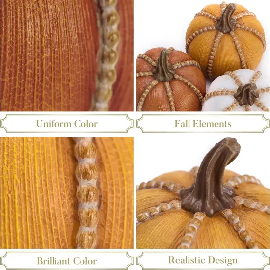 Set of 3 Resin Fall Pumpkin Decor {4}