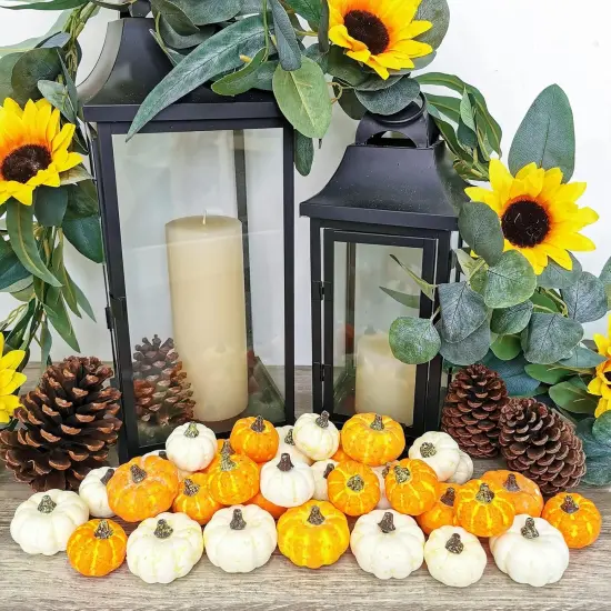 32 Pcs Assorted Mini Pumpkins Tabletop {2}
