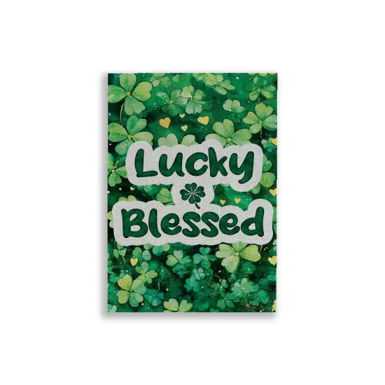 Lucky & Blessed Burlap Garden Flag {1}