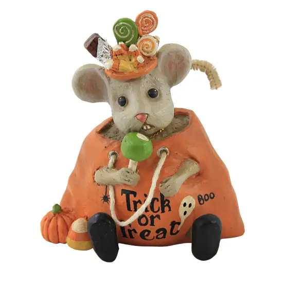 Bethany Lowe 4.25 In Halloween Nibbles Halloween Figurine , Portable Halloween Decor Mouse Trick Or Treat Apple Orange {1}