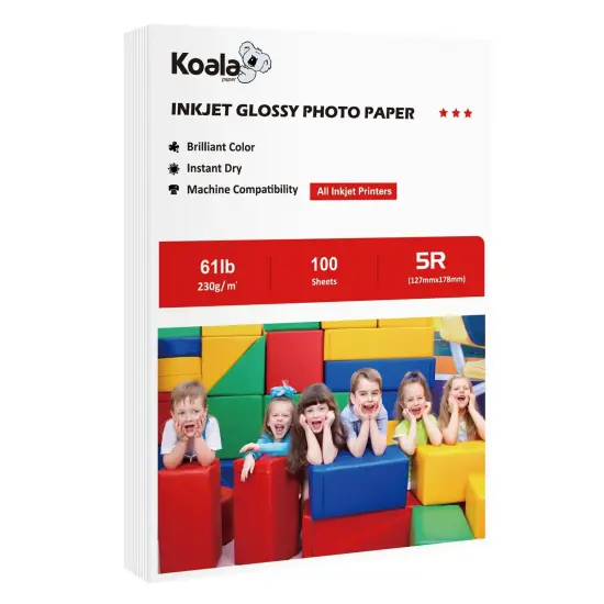 Koala Premium Glossy Photo Paper 500 Sheets - 4x6 & 5x7 61lb 230gsm for Inkjet {1}