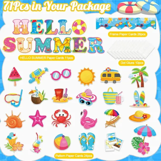 71 Pcs Hawaiian Hello Summer Bulletin Board Set {3}