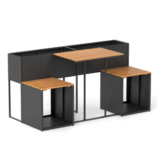 Costway Patio Furniture Set with Raised Garden Bed Built-in Chairs and Storage Space {2}