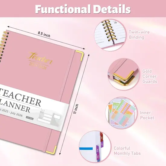 Teacher Planner 2025-2026 - 8.5" x 11" - Pink {3}