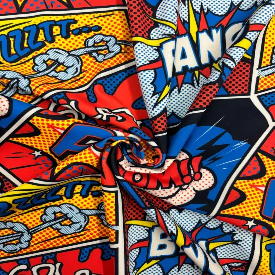 1 Yard Comic Book Print Spandex Fabric, Four Way Stretch for Costumes and Activewear 58"/60" Width {1}