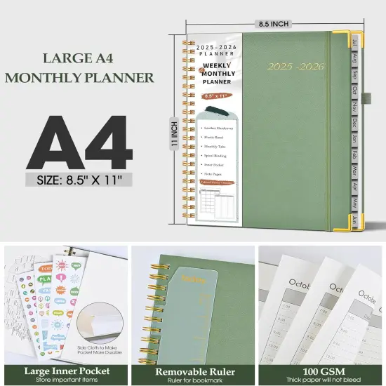 Academic Planner 2025-2026 - 8.5" x 11" (Green) {5}