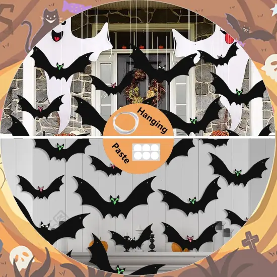 15 Pcs Hanging Bats Halloween Decoration {4}