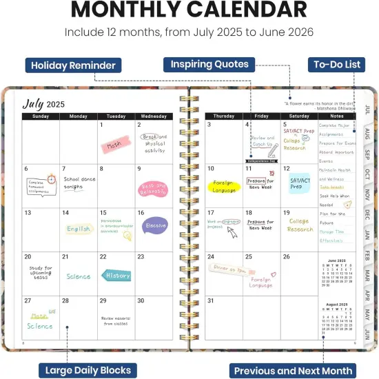 Monthly and Weekly Calendar Academic Teacher Planner - Petals {2}