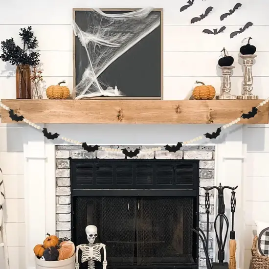 Halloween Decorations-Black Felt Bats Wood {4}