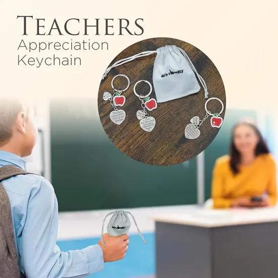 4E's Novelty Thank You Teachers Appreciation Keychains - 6 Pack Thank You Gifts for Teacher 2024 Teachers Appreciation Gifts in Bulk for Women Staff {3}