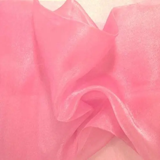 1 Yard Sparkle Crystal Sheer Organza, 60&Prime; Wide 100% Polyester Shiny Fabric Pink {1}