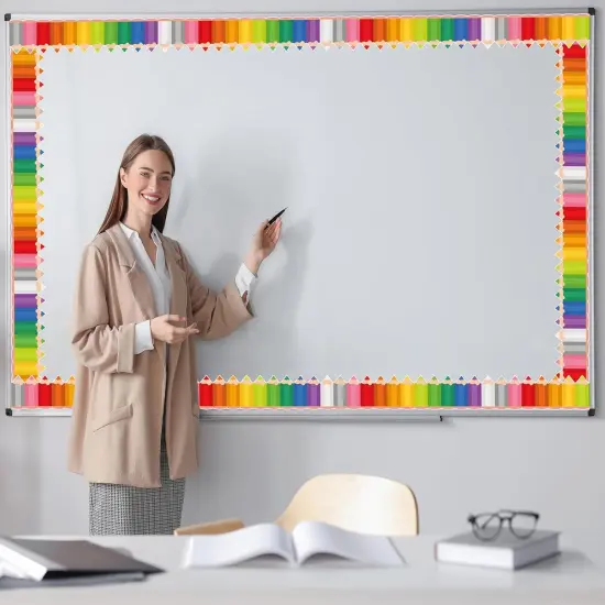 Rainbow Bulletin Board Borders 65.6ft - Crayon & Pencil Classroom Decor {4}